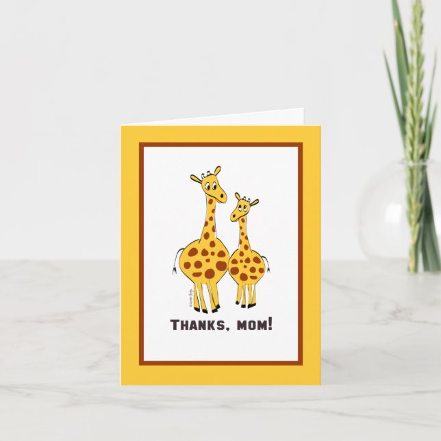 Gracias mamá Cute Giraffe Tarjeta de Ilustracion (Anverso)