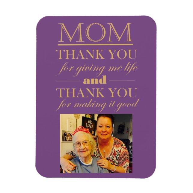 Gracias, mamá, foto del Día de la Madre, imán (Vertical)