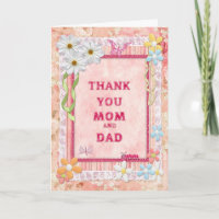 Gracias mamá y papá, tarjeta de artesanía de flore