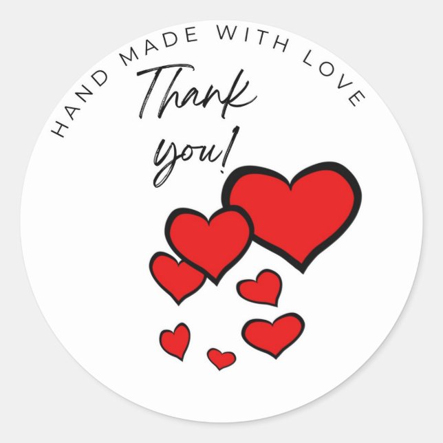 Gracias Mano hecha con amor Pegatina de corazones  (Anverso)