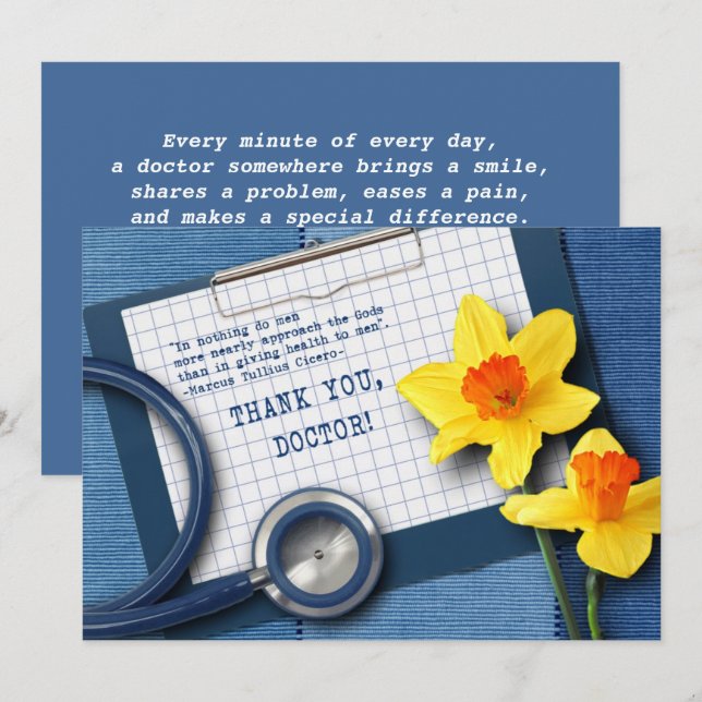 Gracias, Médica. Tarjetas de felicitación del día  (Anverso / Reverso)