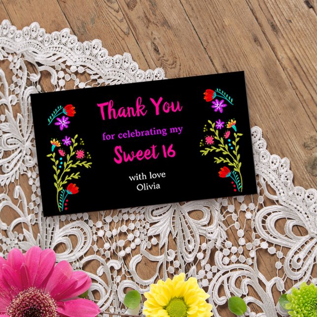 Gracias Mexicano Fiesta Floral Sweet 16 Tarjetas (Thank you card from my Mexican Fiesta Floral collection. Message me to create co-ordinating items.
)