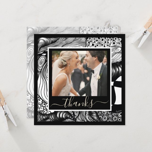 Gracias Moderno, elegante, blanco y negro con foto (Anverso/Reverso In Situ)