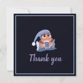 Gracias Navy Blue Gray Baby Owl Cute