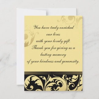 Gracias negro y oro de la invitación de boda de la