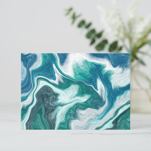 Gracias Nota Arte Fluido De Mármol Azul (Anverso de pie)