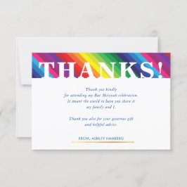 GRACIAS NOTA brillante franja de arcoiris de color