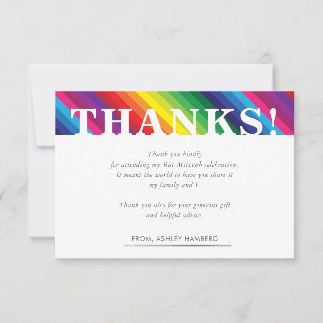 GRACIAS NOTA brillante franja de arcoiris de color (Anverso)