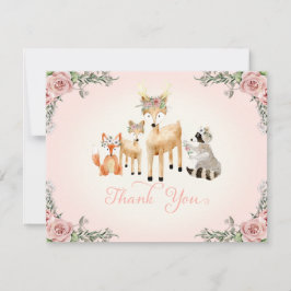 Gracias Nota Niña Woodland Deer fox Raccoon