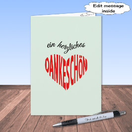 Gracias nota roja de Dankeschon del corazón