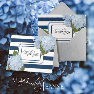 Gracias Notas Azul Hydrangea Marina Floral Striped