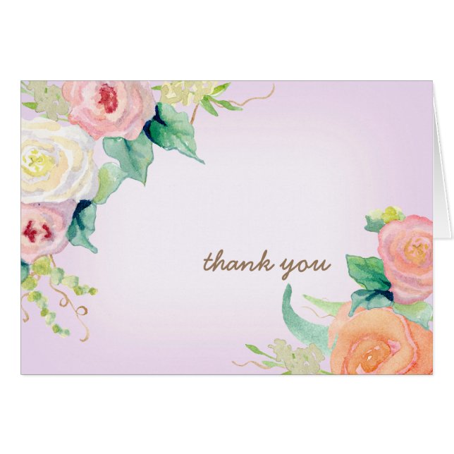 Gracias Notas Floral acuarela moderna simple (Anverso (Horizontal))