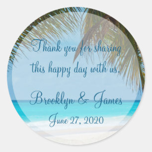 Gracias Palm Trees En Los Pegatinas De Bodas De Pl