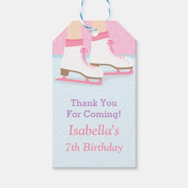 Gracias Patinaje Hielo Cumpleaños Fiestas Etiqueta (Anverso)