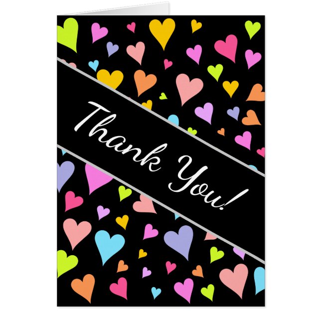 "¡Gracias!"; Patrón de Corazones divertidos, amoro (Frente)