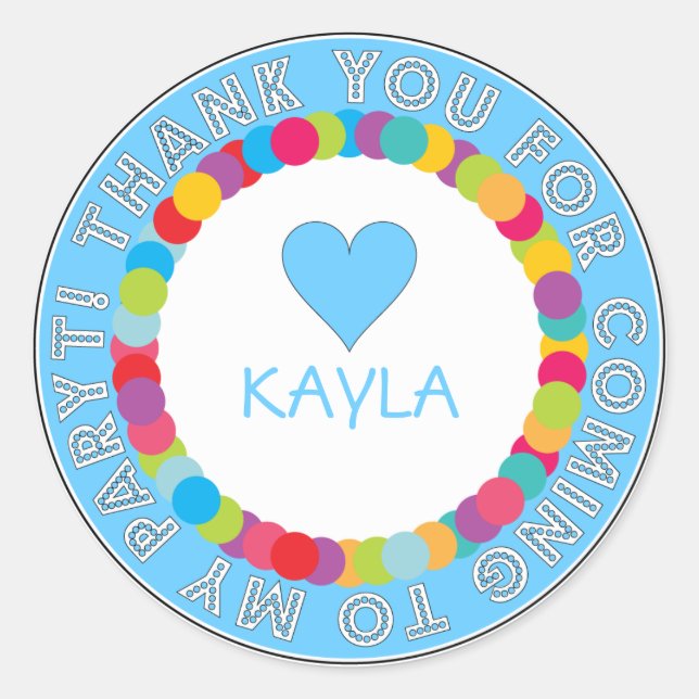 Gracias Pegatina arcoiris por Fiesta infantil (Anverso)