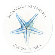 Gracias Pegatina Blue Starfish Beach Wedding
