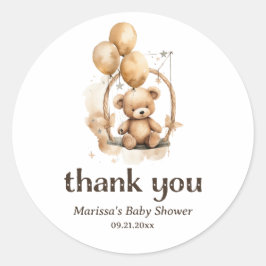 Gracias, Pegatina de Baby Shower Teddy Bear