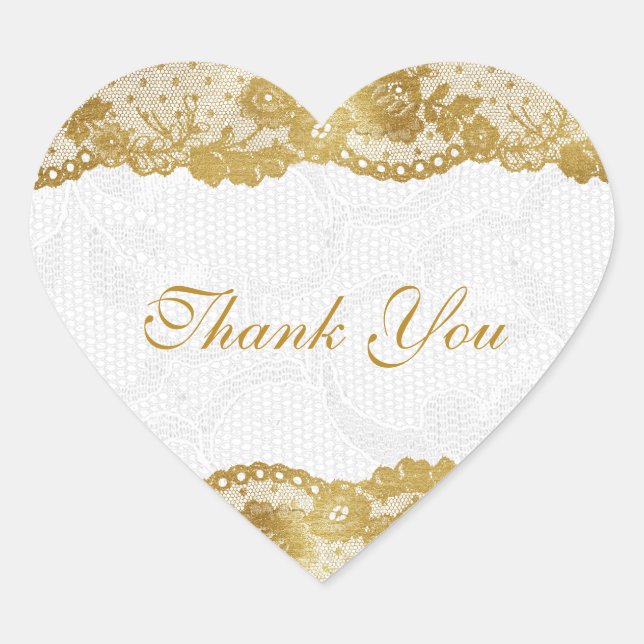 Gracias Pegatina de encajes blancos de oro persona (Anverso)
