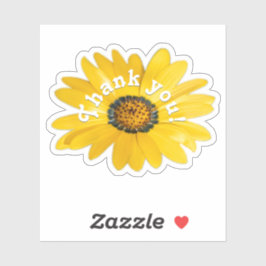 Gracias pegatina de flor amarilla