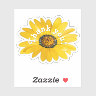 Gracias pegatina de flor amarilla