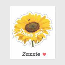 Gracias pegatina de flor amarillo girasol