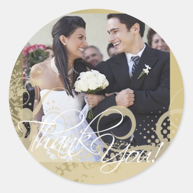 Gracias Pegatina de fotos (Grungy Floral) (Anverso)