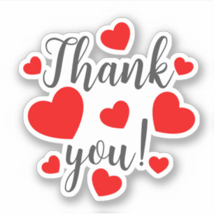 Gracias Pegatina de los corazones rojos
