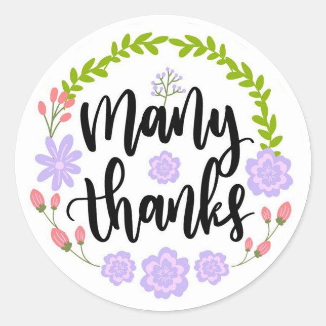 Gracias Pegatina de redondeo clásico (Anverso)