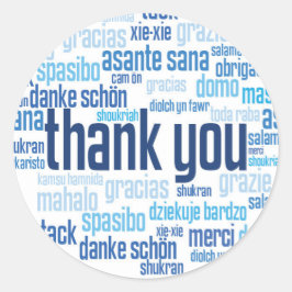 Gracias pegatina de sello para sobres azul