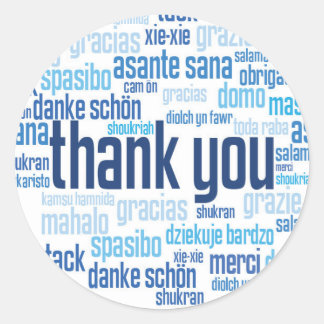 Gracias pegatina de sello para sobres azul