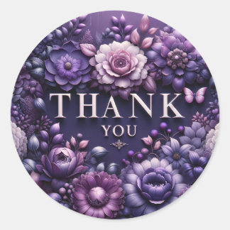 Gracias" Pegatina - Diseño de tema morado floral