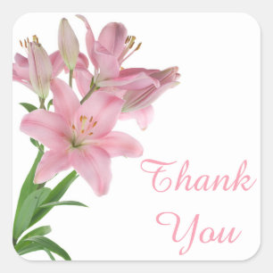 Gracias Pegatina Floral Lirio Rosa / Sello
