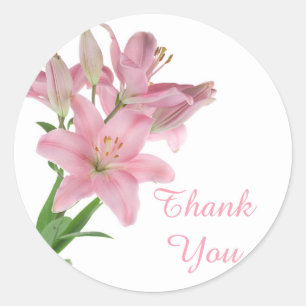 Gracias Pegatina Floral Lirio Rosa / Sello