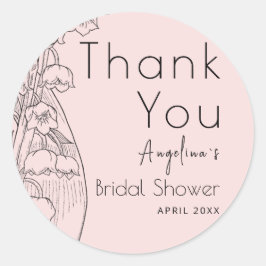 Gracias pegatina por la ducha de novia.