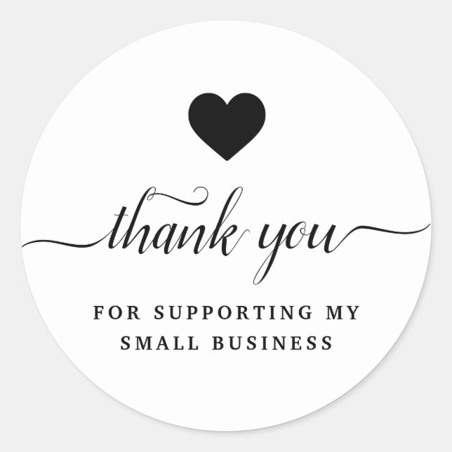 Gracias pegatina redondeado clásico blanco negro (Anverso)