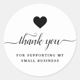 Gracias pegatina redondeado clásico blanco negro
