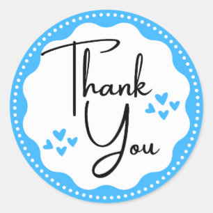 Gracias Pegatina redondo clásico Blue Hearts