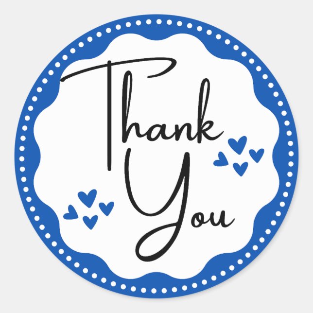 Gracias Pegatina redondo clásico Blue Hearts (Anverso)