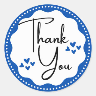 Gracias Pegatina redondo clásico Blue Hearts