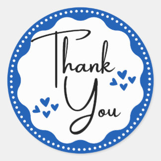 Gracias Pegatina redondo clásico Blue Hearts