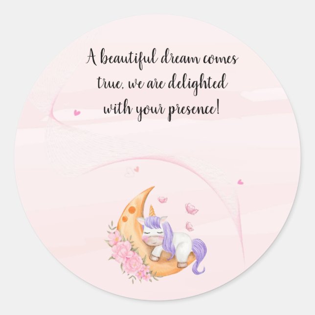 Gracias pegatina unicornio (Anverso)