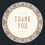 Gracias Pegatina Vintage Art Nouveau Mucha<br><div class="desc">Pegatinas de bodas Art Nouveau Vintage por Alphonse Mucha en un diseño floral, romántico y caprichoso. Los florecientes victorianos complementan los tipos de letra Art Deco clásicos. Por favor, introduzca la información de su personalizado y ya está listo. Si desea cambiar el diseño más adelante, haga clic en el botón...</div>