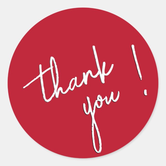 Gracias Pegatina White Script Font en rojo (Anverso)