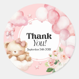 Gracias Pegatinas Baby Shower Pink
