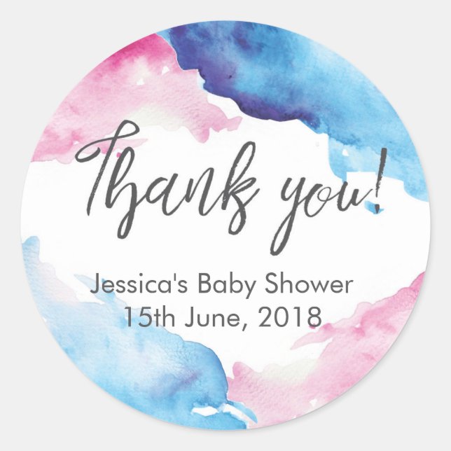 Gracias pegatinas color azul y rosa (Anverso)