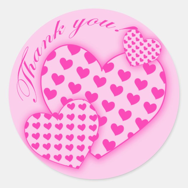 Gracias Pegatinas con corazones rosados (Anverso)