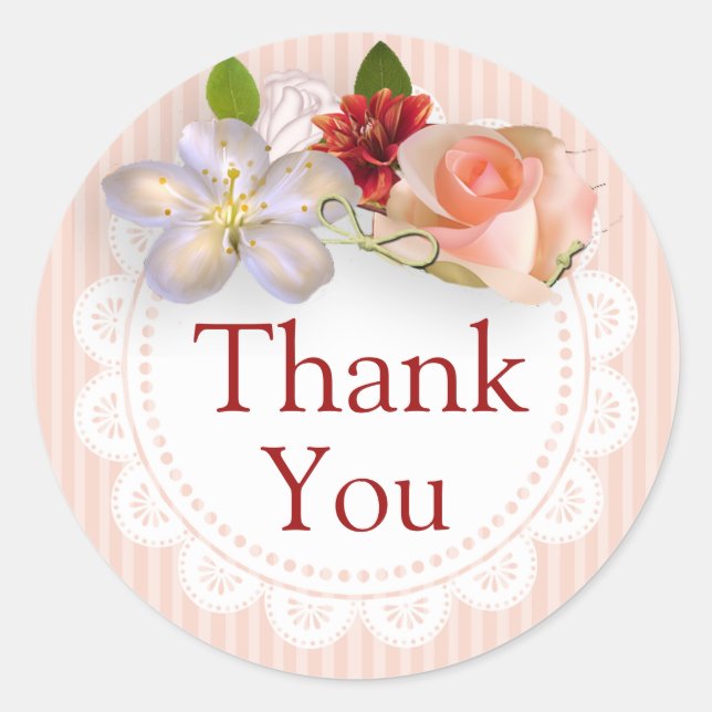 Gracias Pegatinas Coral Pink Floral (Anverso)