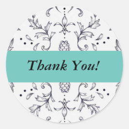 Gracias Pegatinas Damask Black y Verde azulado