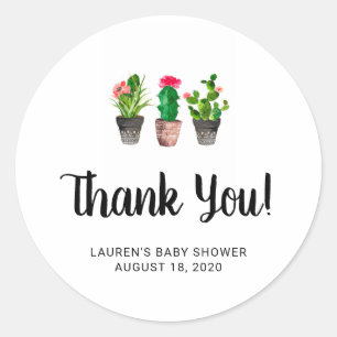Gracias Pegatinas de Baby Shower, Succulent, Cactu